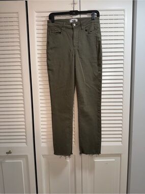 PAIGE Olive Green Cropped Hoxton Slim Jean